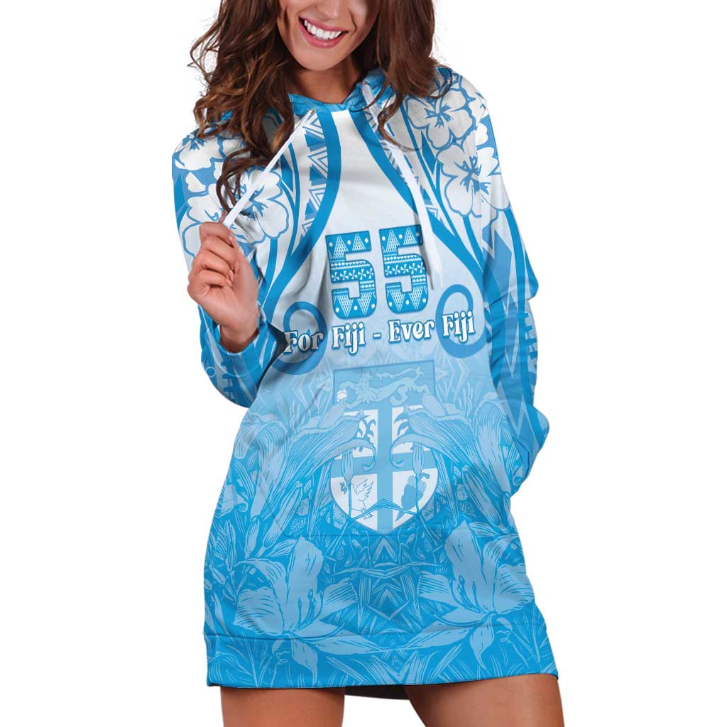 Fiji Day Hoodie Dress 55th Anniversary Forever Fiji LT05 Blue - Polynesian Pride