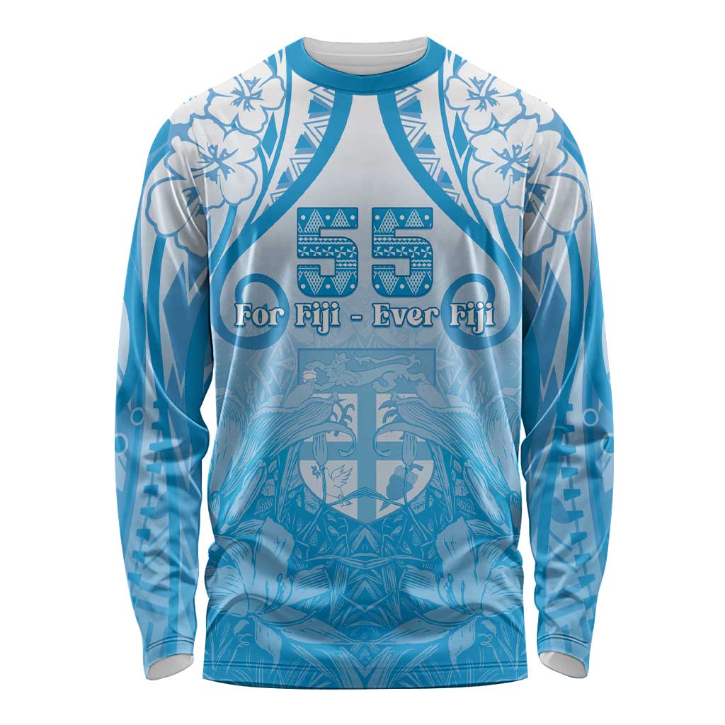 Fiji Day Long Sleeve Shirt 55th Anniversary Forever Fiji LT05 Unisex Blue - Polynesian Pride
