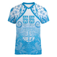 Fiji Day Women V-Neck T-Shirt 55th Anniversary Forever Fiji LT05 Female Blue - Polynesian Pride