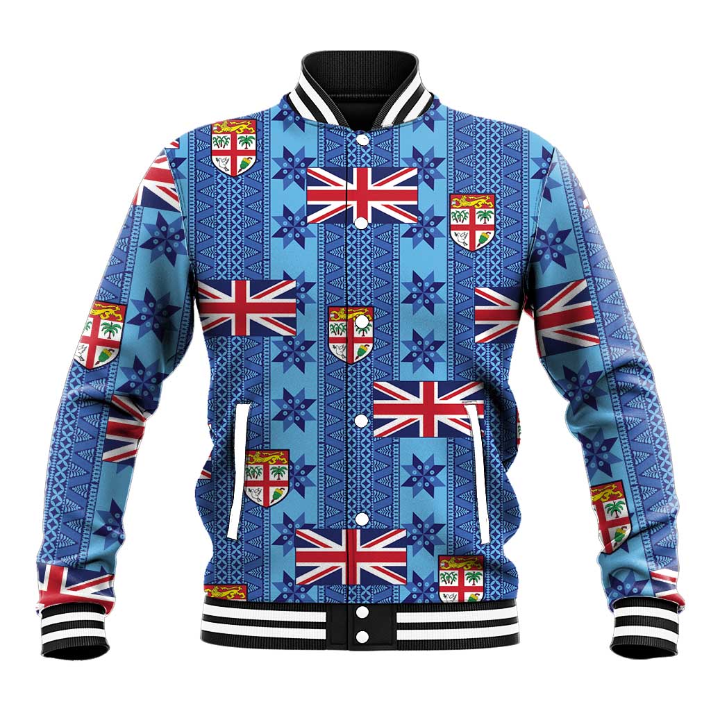 Fiji Masi Tapa Baseball Jacket Coat Of Arms LT05 Unisex Blue - Polynesian Pride