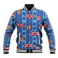 Fiji Masi Tapa Baseball Jacket Coat Of Arms LT05 Unisex Blue - Polynesian Pride