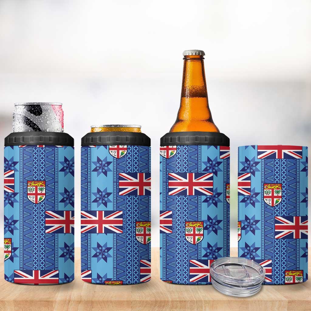 Fiji Masi Tapa 4 in 1 Can Cooler Tumbler Coat Of Arms - Polynesian Pride