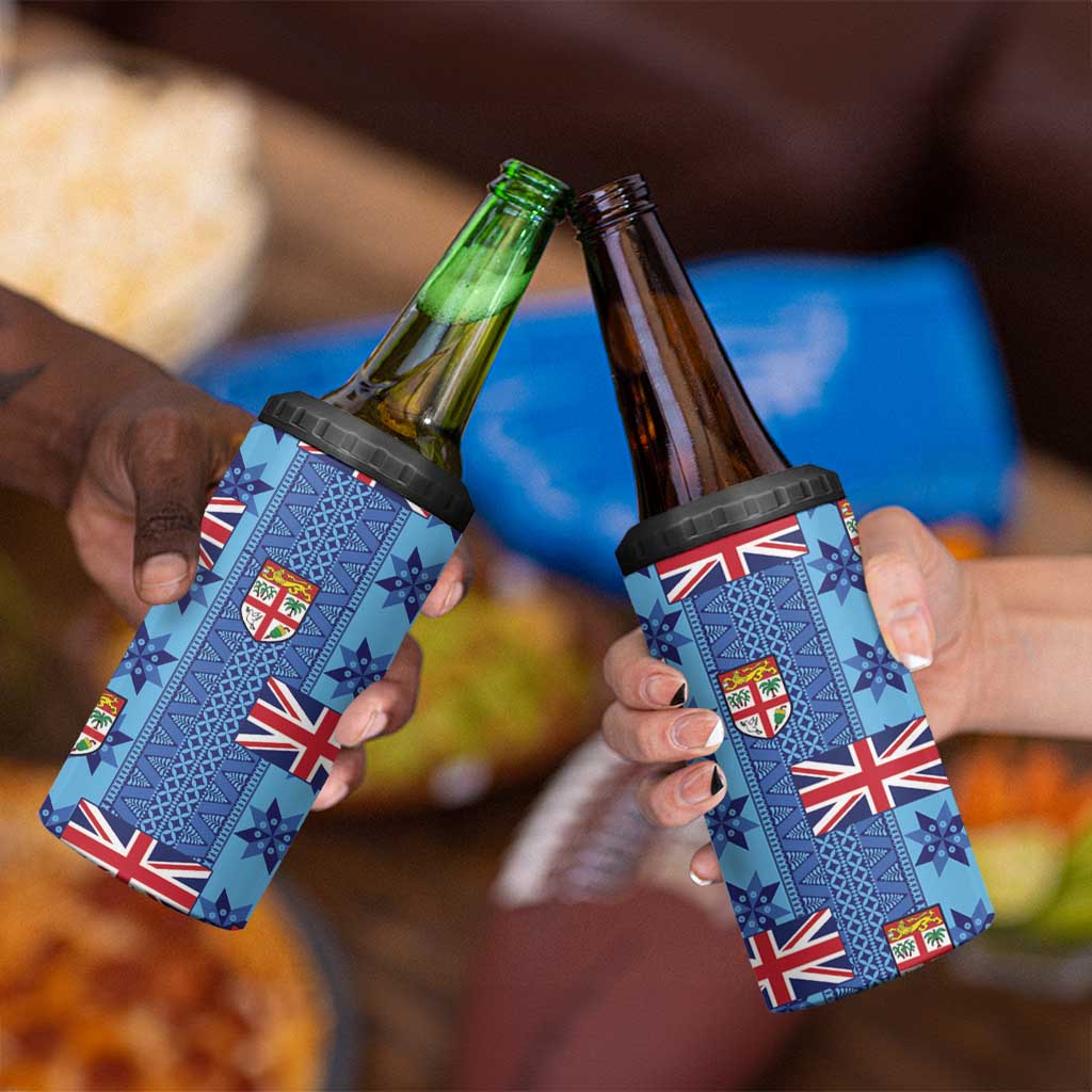 Fiji Masi Tapa 4 in 1 Can Cooler Tumbler Coat Of Arms - Polynesian Pride