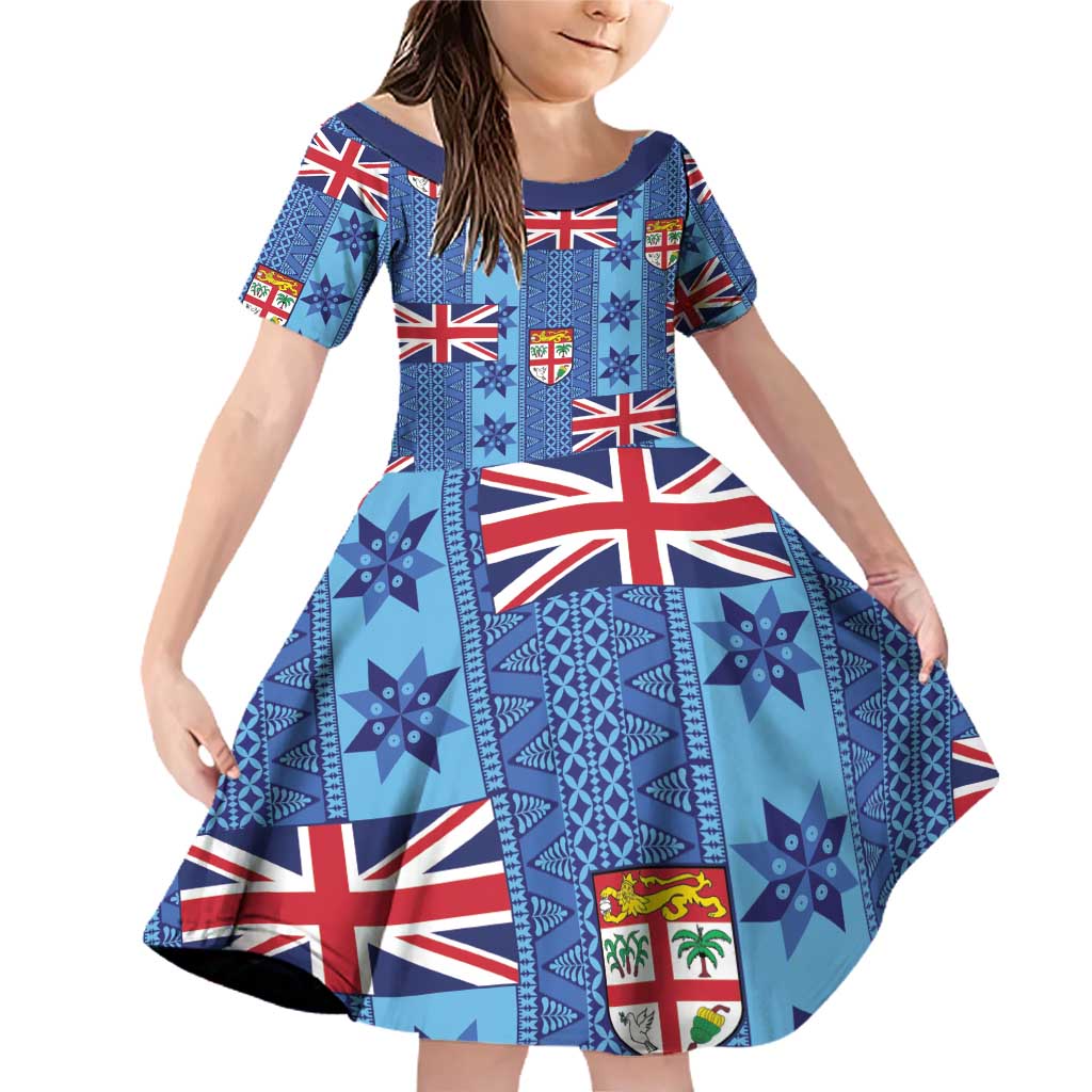 Fiji Masi Tapa Family Matching Off Shoulder Short Dress and Hawaiian Shirt Coat Of Arms - Polynesian Pride