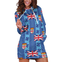 Fiji Masi Tapa Hoodie Dress Coat Of Arms LT05 Blue - Polynesian Pride