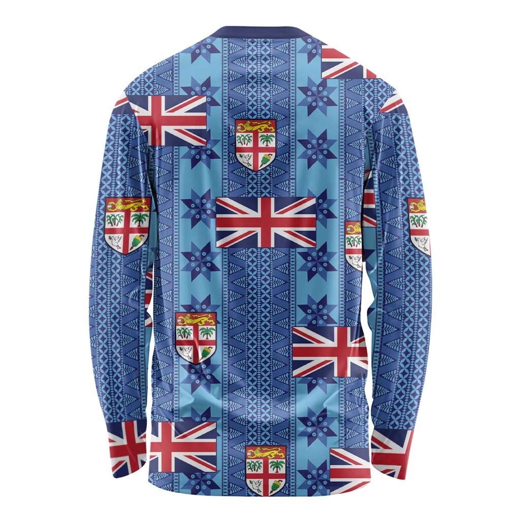 Fiji Masi Tapa Long Sleeve Shirt Coat Of Arms LT05 - Polynesian Pride