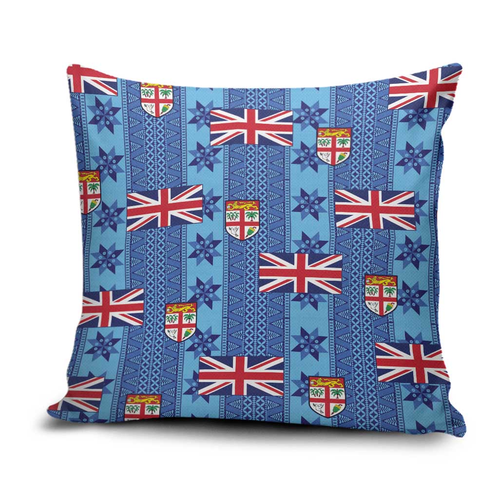 Fiji Masi Tapa Pillow Cover Coat Of Arms LT05 Blue - Polynesian Pride
