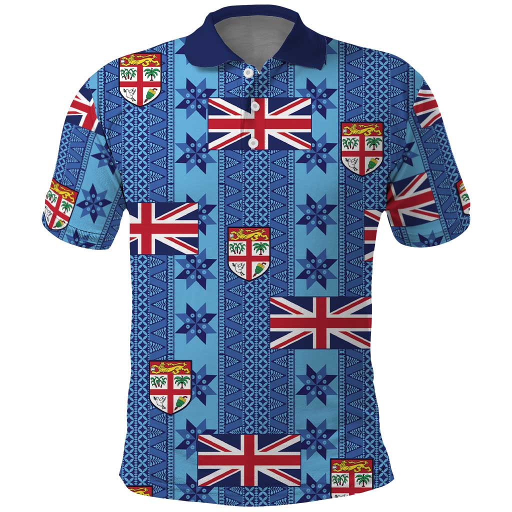 Fiji Masi Tapa Polo Shirt Coat Of Arms - Polynesian Pride