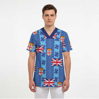 Fiji Masi Tapa Scrub Top Coat Of Arms - Polynesian Pride