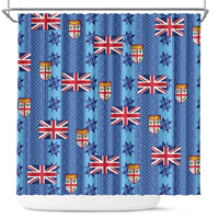 Fiji Masi Tapa Shower Curtain Coat Of Arms LT05 Blue - Polynesian Pride