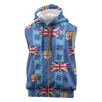 Fiji Masi Tapa Sleeveless Zip Hoodie Coat Of Arms - Polynesian Pride
