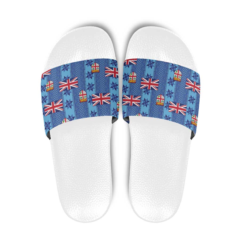 Fiji Masi Tapa Slide Sandals Coat Of Arms - Polynesian Pride