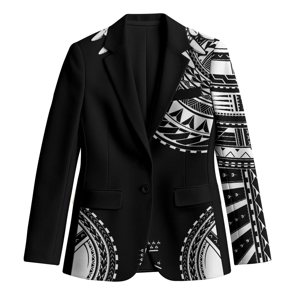 Polynesian Chief Inspired Costume Blazer Tribal Pattern With Tooth Necklace Black
