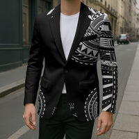 Polynesian Chief Inspired Costume Blazer Tribal Pattern With Tooth Necklace Black