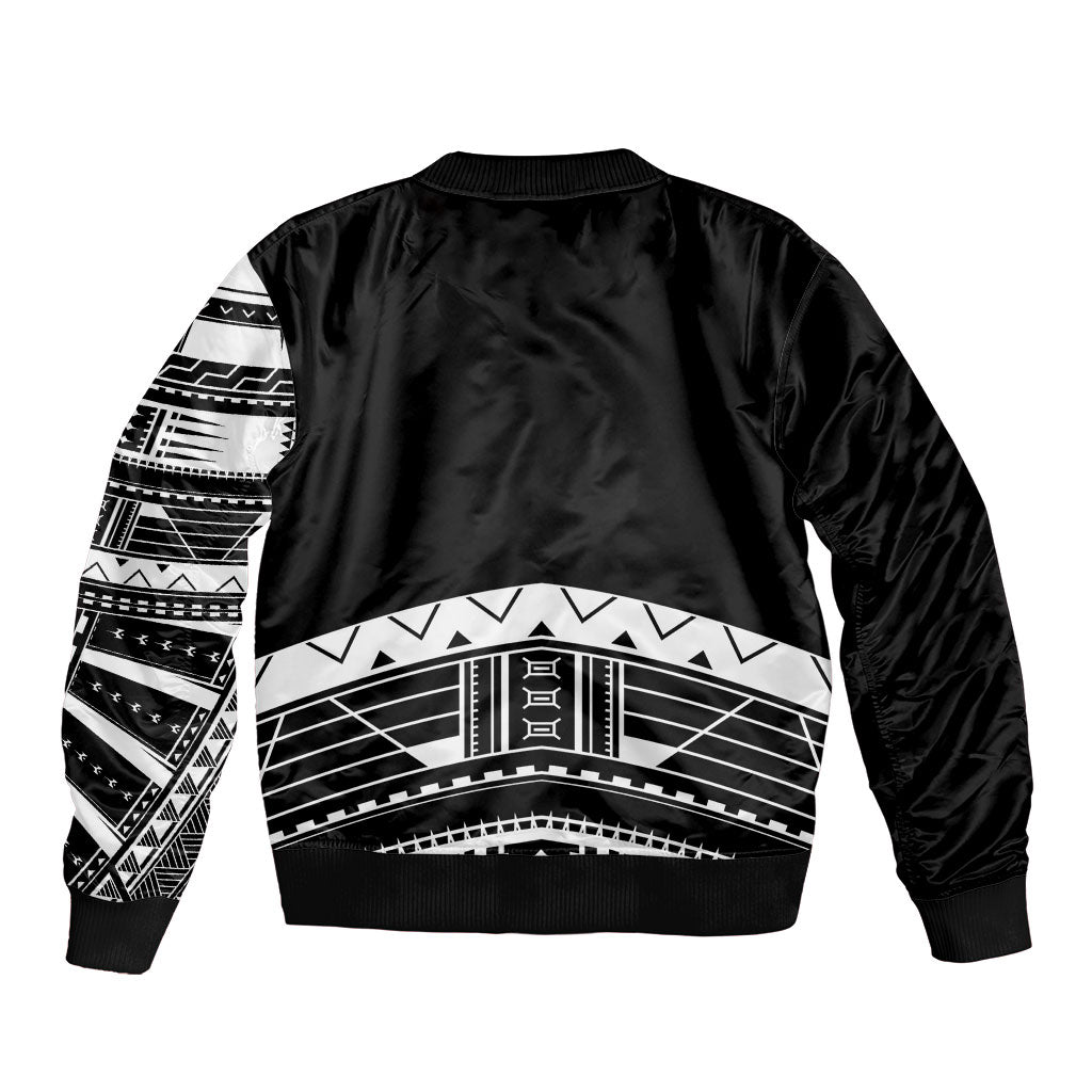 Polynesian Chief Inspired Costume Bomber Jacket Tribal Pattern With Tooth Necklace Black