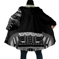 Polynesian Chief Inspired Costume Cloak Tribal Pattern With Tooth Necklace Black