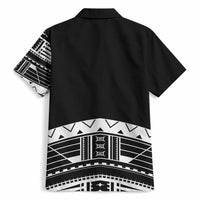 Polynesian Chief Inspired Costume Hawaiian Shirt Tribal Pattern With Tooth Necklace Black