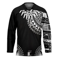 Polynesian Chief Inspired Costume Hockey Jersey Tribal Pattern With Tooth Necklace Black