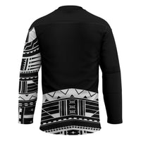 Polynesian Chief Inspired Costume Hockey Jersey Tribal Pattern With Tooth Necklace Black
