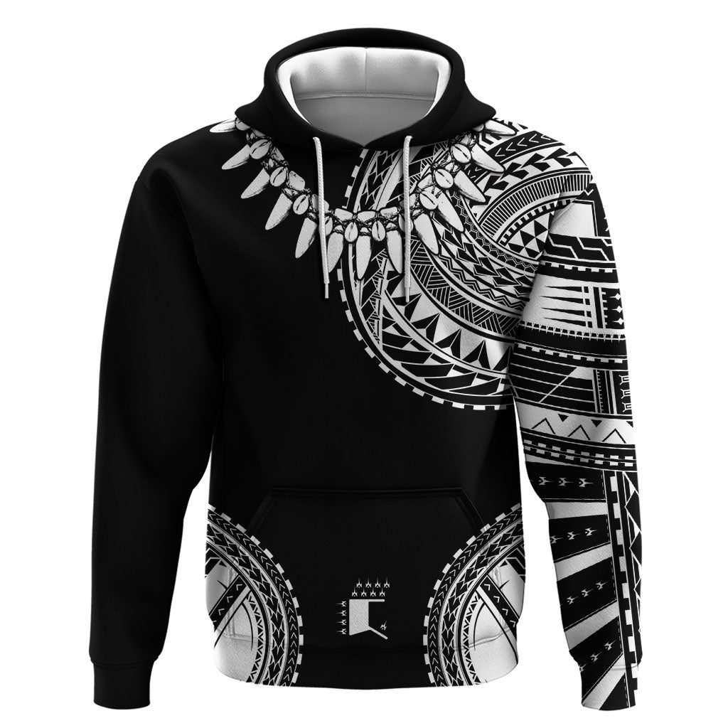Polynesian Chief Inspired Costume Hoodie Tribal Pattern With Tooth Necklace Black