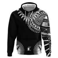 Polynesian Chief Inspired Costume Hoodie Tribal Pattern With Tooth Necklace Black