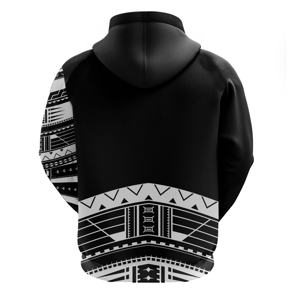 Polynesian Chief Inspired Costume Hoodie Tribal Pattern With Tooth Necklace Black