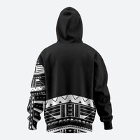 Polynesian Chief Inspired Costume Hoodie Tribal Pattern With Tooth Necklace Black