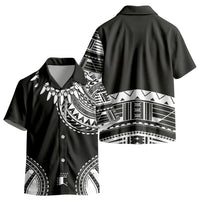 Polynesian Chief Inspired Costume Kid Hawaiian Shirt Tribal Pattern With Tooth Necklace Black