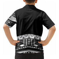 Polynesian Chief Inspired Costume Kid Hawaiian Shirt Tribal Pattern With Tooth Necklace Black