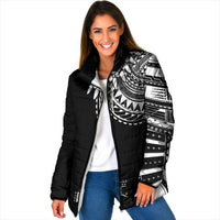 Polynesian Chief Inspired Costume Padded Jacket Tribal Pattern With Tooth Necklace Black