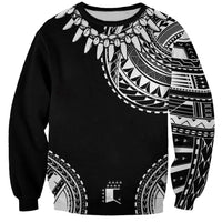 Polynesian Chief Inspired Costume Sweatshirt Tribal Pattern With Tooth Necklace Black
