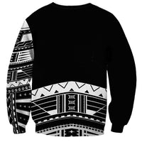 Polynesian Chief Inspired Costume Sweatshirt Tribal Pattern With Tooth Necklace Black