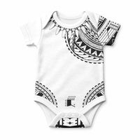 Polynesian Chief Inspired Costume Baby Onesie Tribal Pattern With Tooth Necklace White