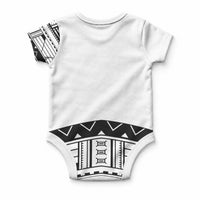 Polynesian Chief Inspired Costume Baby Onesie Tribal Pattern With Tooth Necklace White