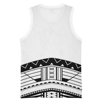 Polynesian Chief Inspired Costume Basketball Jersey Tribal Pattern With Tooth Necklace White