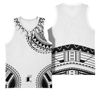 Polynesian Chief Inspired Costume Basketball Jersey Tribal Pattern With Tooth Necklace White