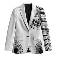 Polynesian Chief Inspired Costume Blazer Tribal Pattern With Tooth Necklace White