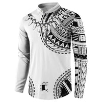 Polynesian Chief Inspired Costume Button Sweatshirt Tribal Pattern With Tooth Necklace White