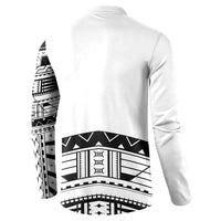 Polynesian Chief Inspired Costume Button Sweatshirt Tribal Pattern With Tooth Necklace White