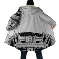 Polynesian Chief Inspired Costume Cloak Tribal Pattern With Tooth Necklace White