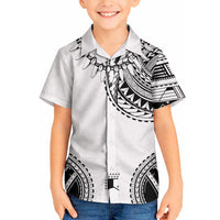 Polynesian Chief Inspired Costume Hawaiian Shirt Tribal Pattern With Tooth Necklace White