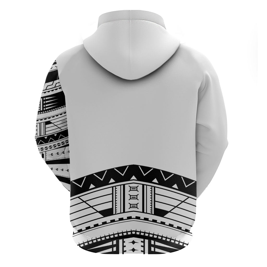 Polynesian Chief Inspired Costume Hoodie Tribal Pattern With Tooth Necklace White
