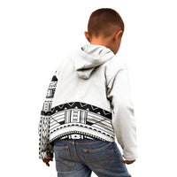 Polynesian Chief Inspired Costume Kid Hoodie Tribal Pattern With Tooth Necklace White