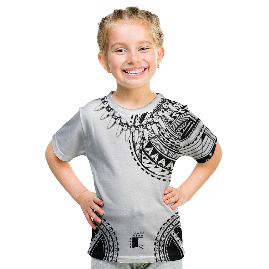 Polynesian Chief Inspired Costume Kid T Shirt Tribal Pattern With Tooth Necklace White