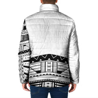 Polynesian Chief Inspired Costume Padded Jacket Tribal Pattern With Tooth Necklace White