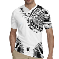 Polynesian Chief Inspired Costume Rugby Jersey Tribal Pattern With Tooth Necklace White