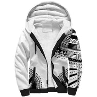Polynesian Chief Inspired Costume Sherpa Hoodie Tribal Pattern With Tooth Necklace White
