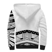 Polynesian Chief Inspired Costume Sherpa Hoodie Tribal Pattern With Tooth Necklace White