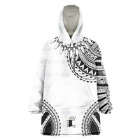 Polynesian Chief Inspired Costume Wearable Blanket Hoodie Tribal Pattern With Tooth Necklace White