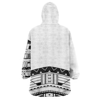 Polynesian Chief Inspired Costume Wearable Blanket Hoodie Tribal Pattern With Tooth Necklace White